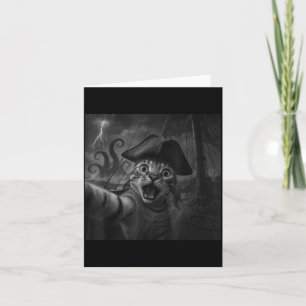 Tarjeta Selfie de gato con pulpo Kraken meme divertido hom