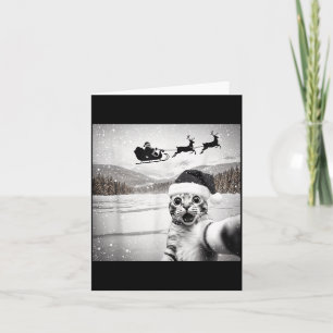 Tarjeta Selfie de gato con Santa para hombres, mujeres y n