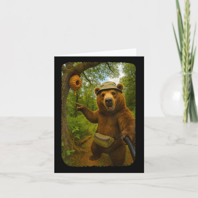 Tarjeta Selfie De Oso Gracioso Para Mujeres Cerca De Beehi (Anverso)