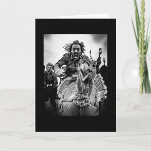 Tarjeta Selfie De Pavo Divertido En Blanco Y Negro Día De