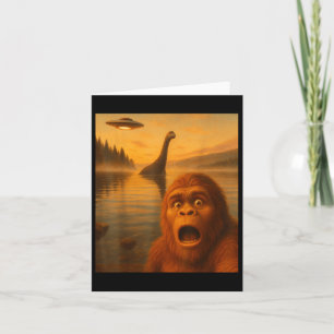 Tarjeta Selfie De Pie Grande Con Loch Ness Ufo Regalos Ali