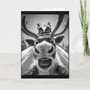 Tarjeta Selfie divertida de reno en Navidad