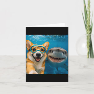 Tarjeta Selfie divertido de perro Corgi con amantes del ti