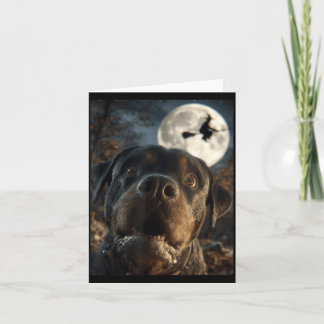 Tarjeta Selfie divertido de Rottweiler Luna Llena Bruja Vo