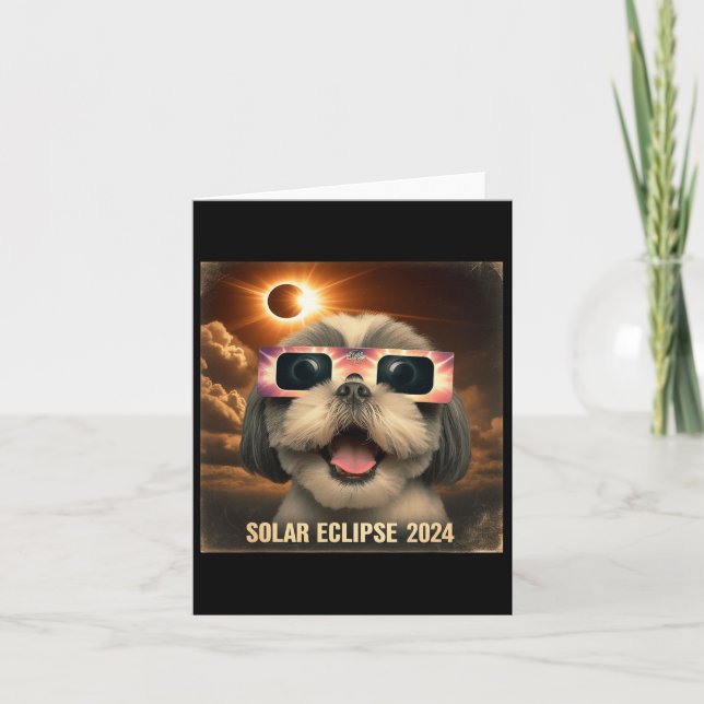 Tarjeta Selfie Shih Tzu Kids Mens Solar Eclipse (Anverso)