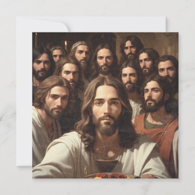 Tarjeta Selfies de Jesús con 12 discípulos (Anverso)