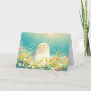 Tarjeta Sello Alegre en medio de florecer oceánico