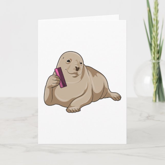 Tarjeta Sello como peluquero con peine (Anverso)