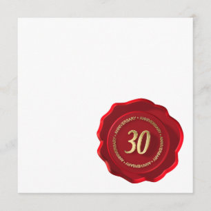 Tarjeta sello de cera roja 30 aniversario