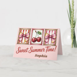 Tarjeta Sello de Correo Vintage de Cereza Tiempo de Verano