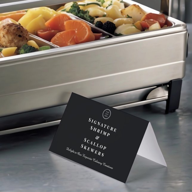 Tarjeta Sello de nombre de la comida del Personalizado neg (Black Buffet Dish Name Card)