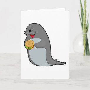 Tarjeta Sello para comer con hamburguesa