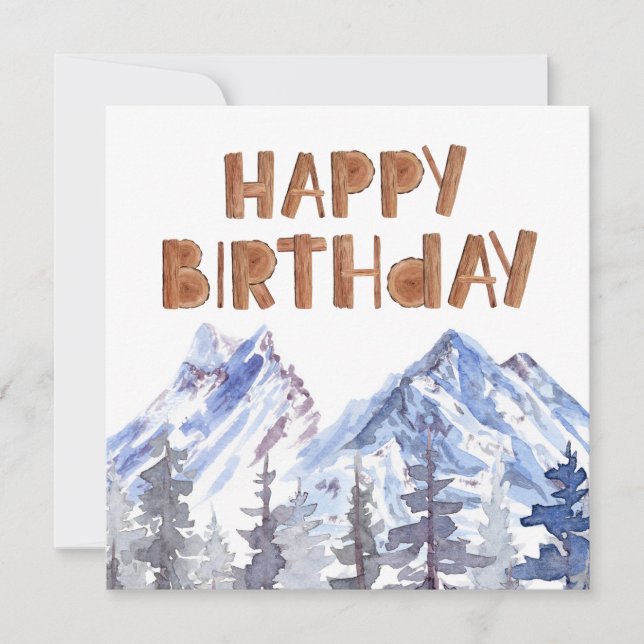 Tarjeta Selva de invierno Woodland única "Feliz cumpleaños (Anverso)