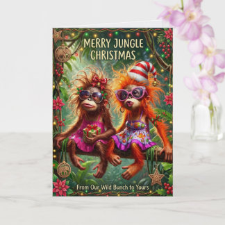 Tarjeta Selva de Mono Alegre Navidad Tropical