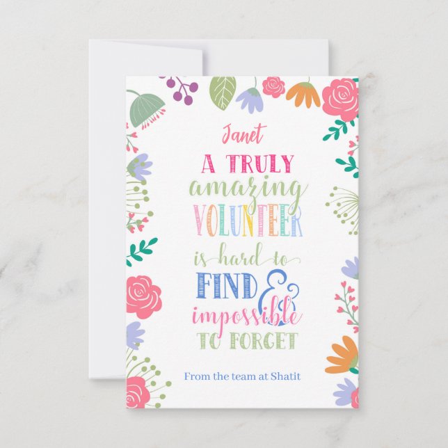 Tarjeta semana de agradecimiento a voluntarios (Anverso)