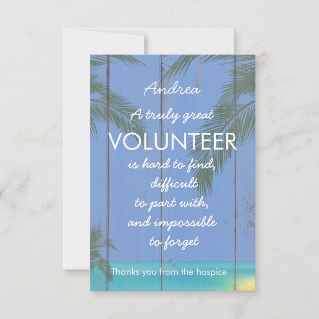 Tarjeta semana de agradecimiento a voluntarios tropical (Anverso)