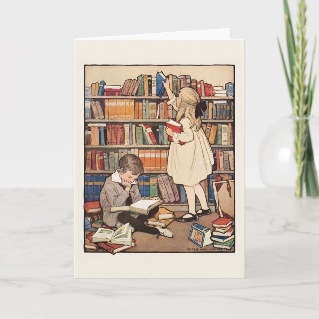 Tarjeta Semana del libro infantil de Jessie Willcox Smith (Anverso)