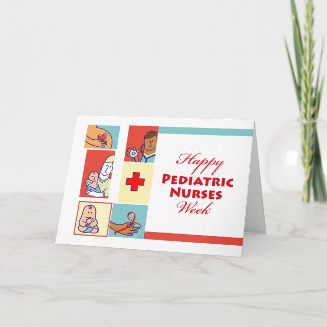 Tarjeta Semana feliz de enfermeras pediátricas, pacientes  (Anverso)