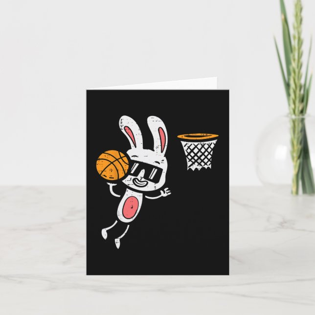 Tarjeta Semana Santa Bunny Basketball Dunk Deportes Niños  (Anverso)