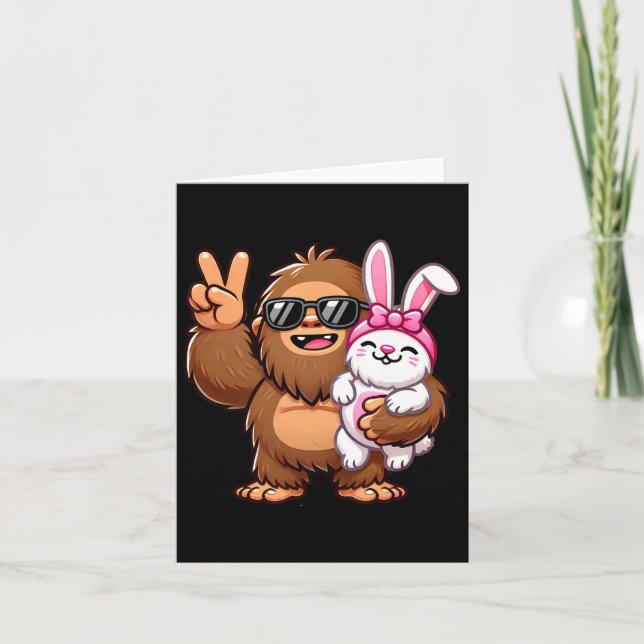 Tarjeta Semana Santa Bunny Funny Easter Day Sasquatch (Anverso)