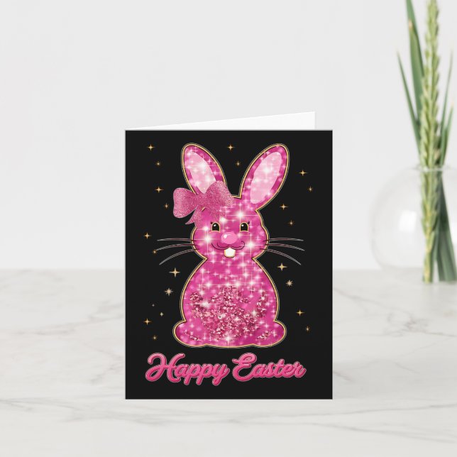 Tarjeta Semana Santa Chinoiserie Floral Bunny con Blue Bow (Anverso)