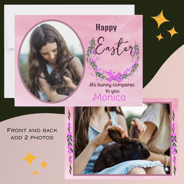 Tarjeta Semana Santa |Tarjeta fotográfica de los verdadero (Happy Easter _Real Bunnies Photo Card)