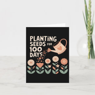 Tarjeta Sembrando Semillas Durante 100 Días Boho Floral Pr