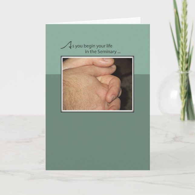 Tarjeta Seminaristas de la enhorabuena en rezo (Anverso)