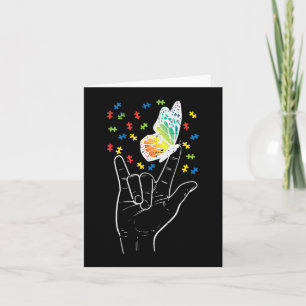 Tarjeta Señal de amor Asl Mariposa Rompecabezas Autismo Co
