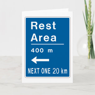 Tarjeta Señal de carretera Área de descanso 400m a la izqu