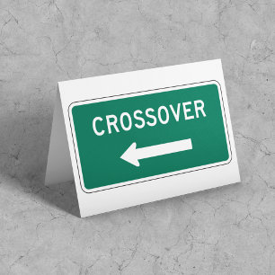Tarjeta Señal de carretera cruzada verde estilo autopista