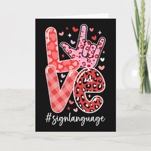 Tarjeta señal de lenguaje de amor ASL Día de San Valentín