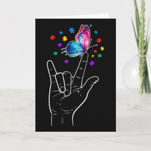 Tarjeta Señal de Lenguaje de Manos 'Te Amo' Mariposa Conci