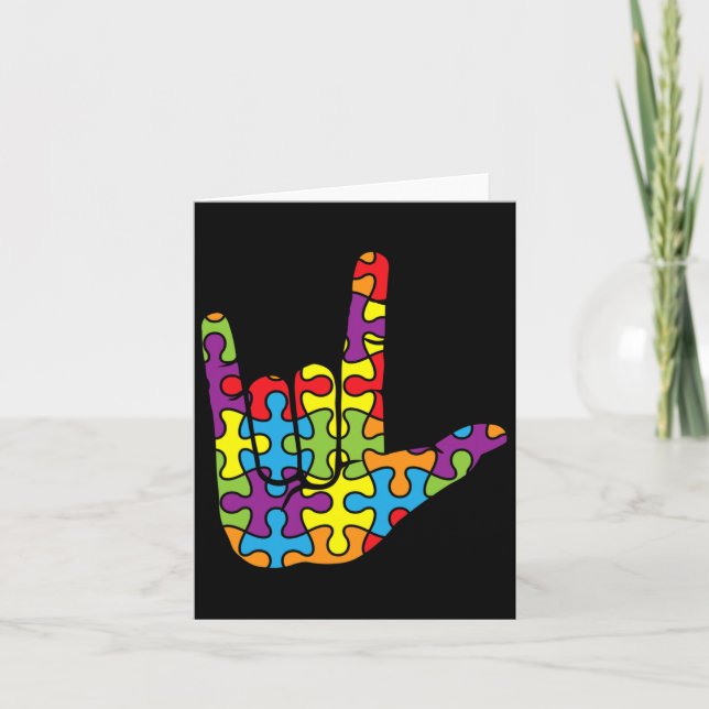 Tarjeta Señal de lenguaje de señas de amor ASL - Autismo r (Anverso)