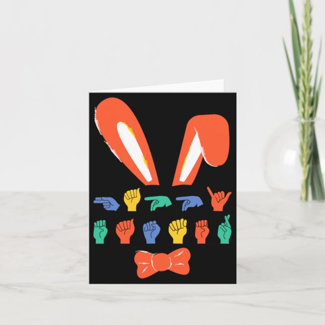 Tarjeta señal de lenguaje de señas feliz Pascua dulces hue (Anverso)