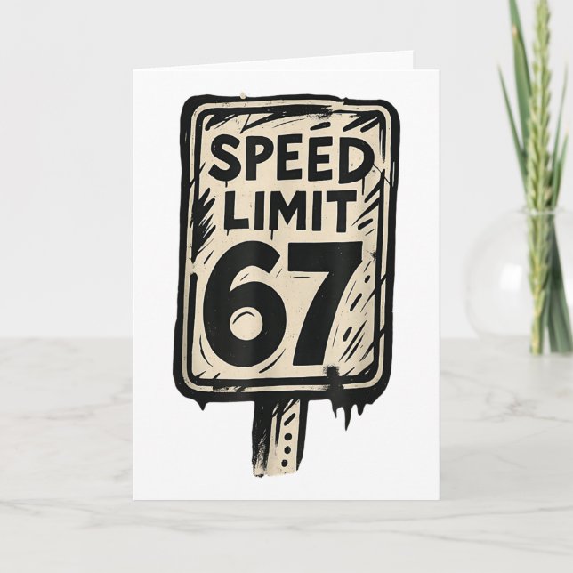 Tarjeta señal de límite de velocidad 67 Gen Alpha 67 Meme  (Anverso)