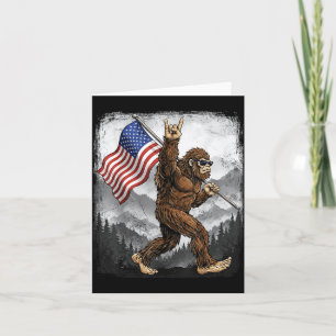 Tarjeta señal de mano de Bigfoot Rock On bandera americana