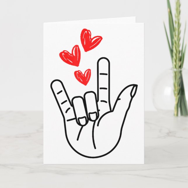 Tarjeta Señal de mano de te amo corazón mujeres chicas San (Anverso)