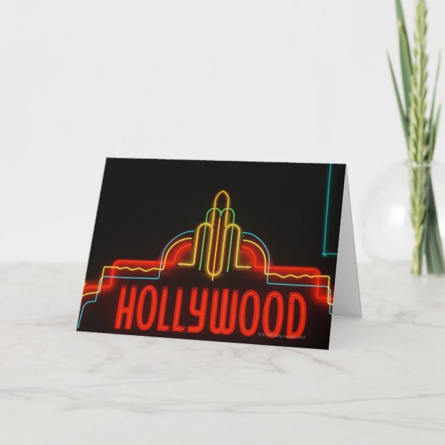 Tarjeta Señal de neón de Hollywood, Los Ángeles, (Anverso)