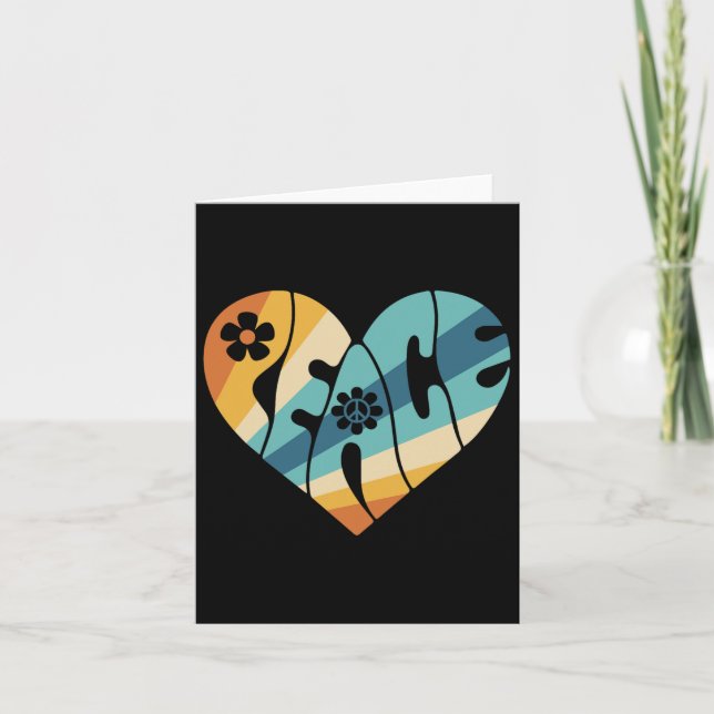 Tarjeta Señal de Paz Amor 60s 70s Groovy Disfraz de Hippie (Anverso)