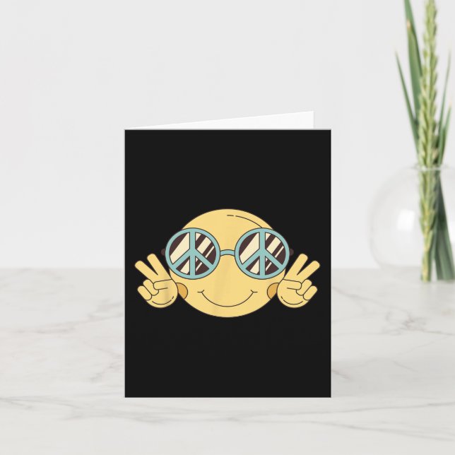 Tarjeta SEÑAL DE PAZ AMOR Años 60 70 Disfraz Groovy Hippie (Anverso)