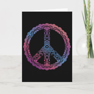 Tarjeta Señal de Paz Mandala Ornata Yoga Boho Púrpura Retr