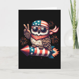 Tarjeta Señal de Paz Mano Búho Fuegos Artificiales Bandera