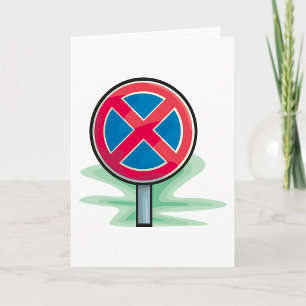 Tarjeta Señal de tráfico roja y azul de Prohibido Aparcar