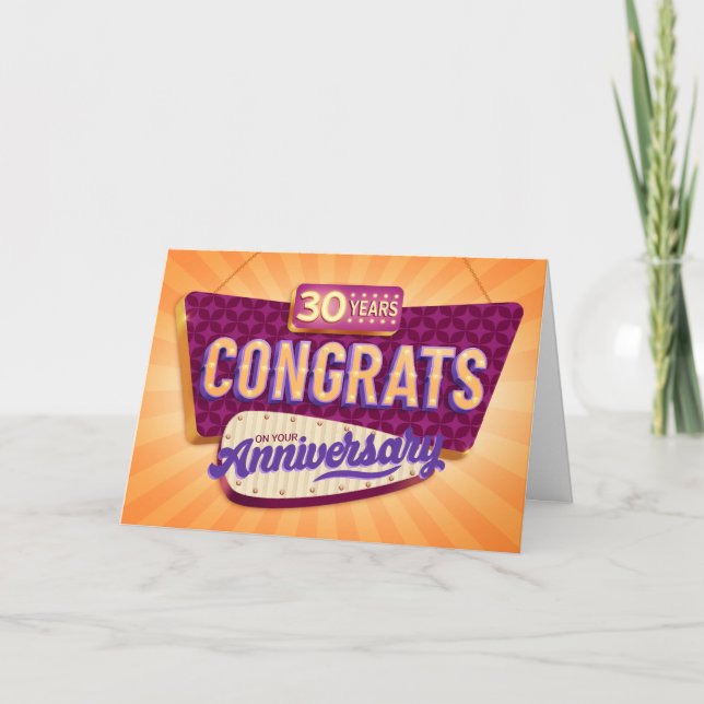 Tarjeta Señalización retro de 30 años de los empleados (Anverso)