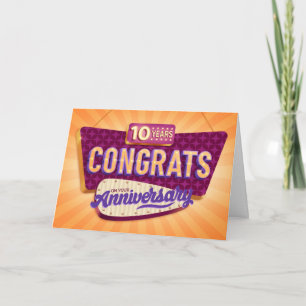 Tarjeta Señalización retro del 10° aniversario de los empl