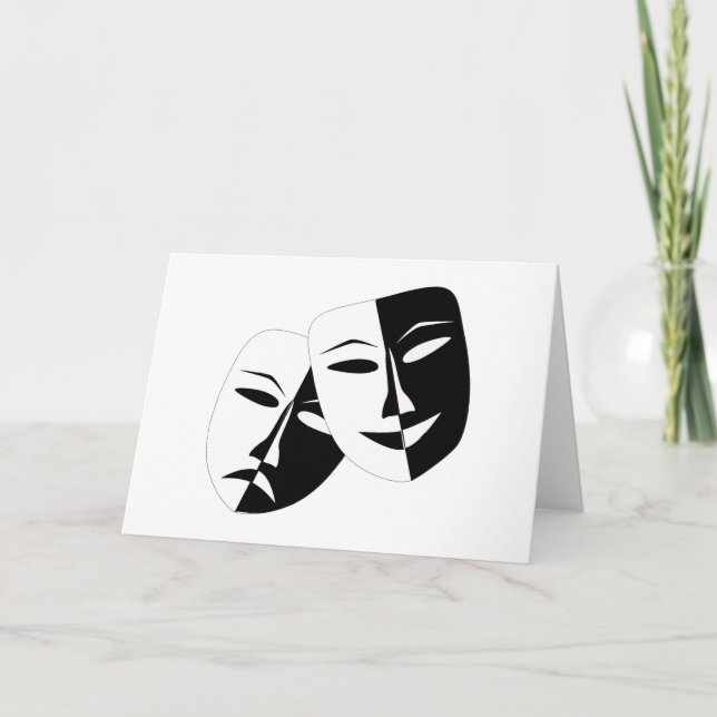 Tarjeta Sencilla comedia dramática máscaras actuando (Anverso)