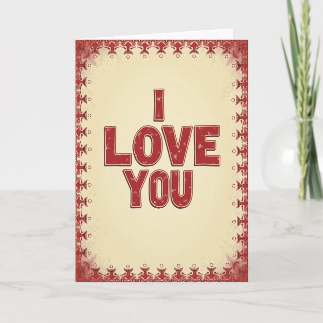 Tarjeta Sencilla con Patrón de Te Amo (Anverso)