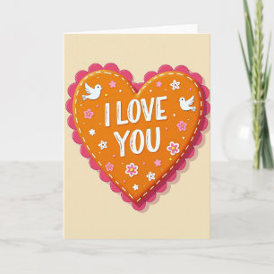 Tarjeta sencilla de amor cosida