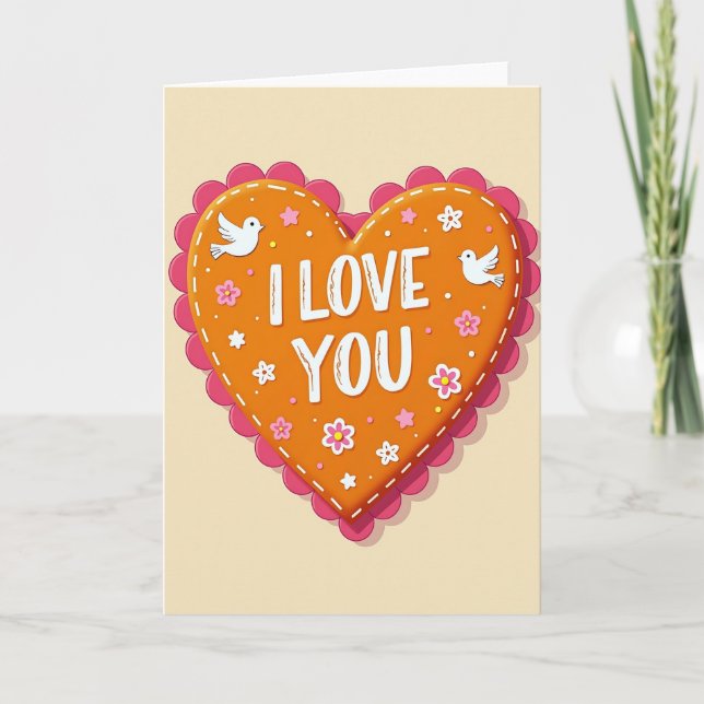 Tarjeta sencilla de amor cosida (Anverso)